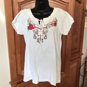 Molly Maxi Embroidered Peasant Blouse